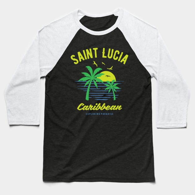 Saint Lucia Caribbean Paradise Gift and Souvenir Baseball T-Shirt by shirtonaut